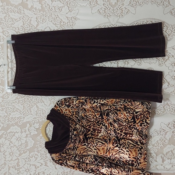 Rebecca Malone velvet like lounge tracksuit jacket w/hood L pants M (InvW017) - Picture 6 of 9